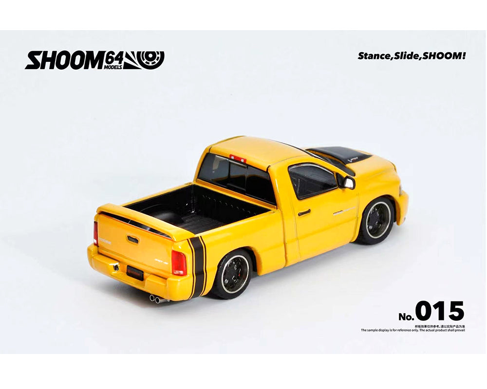 Preorder) SHOOM64 1:64 2003 Dodge Ram SRT-10 Pickup – Yellow – Limited Edition
