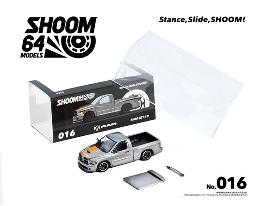 Preorder) SHOOM64 1:64 2003 Dodge Ram SRT-10 Pickup – Grey with Orange – Limited Edition