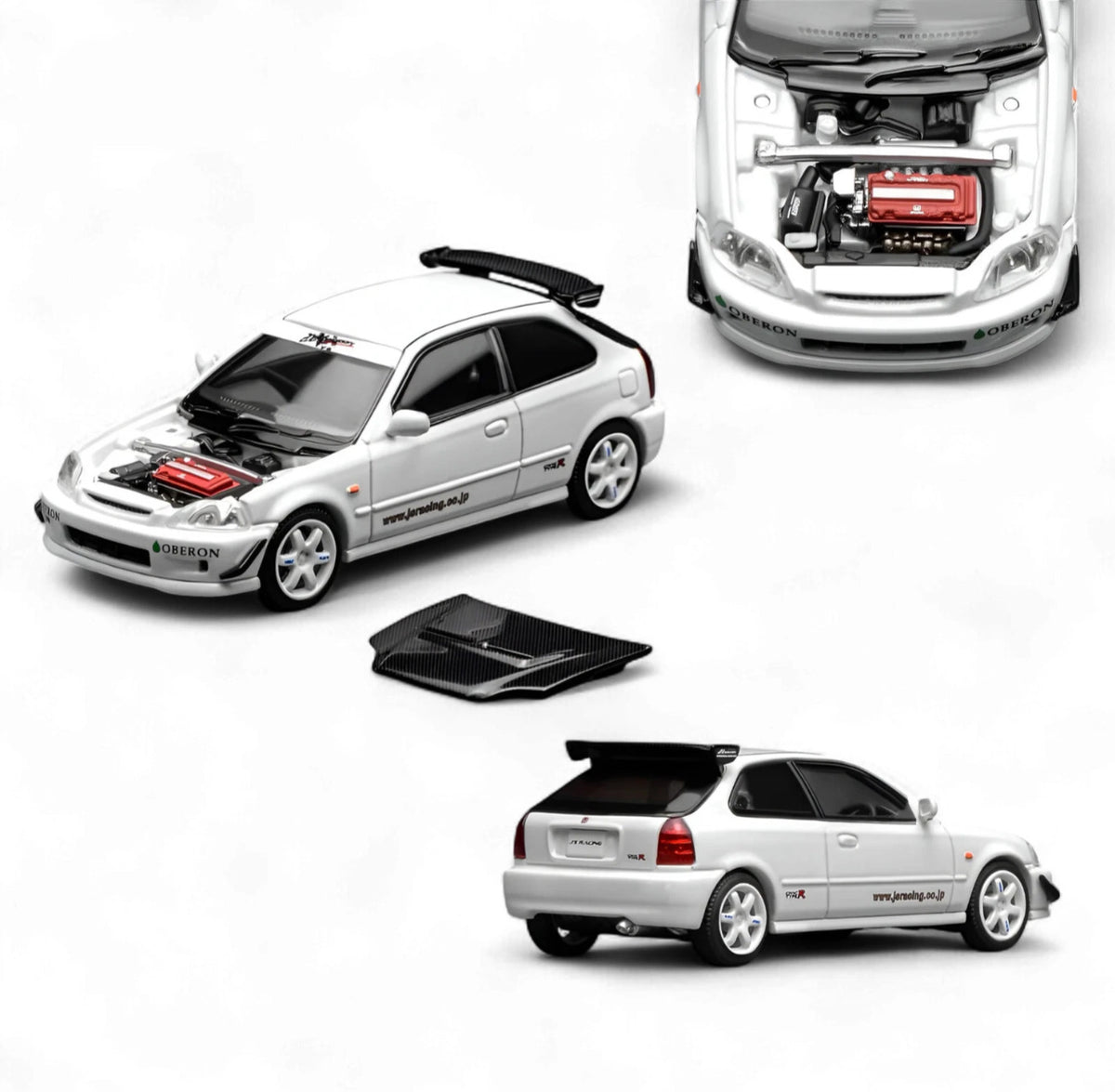 Motorhelix 1/64 Honda Civic TYPE R (EK9) J‘s Racing White