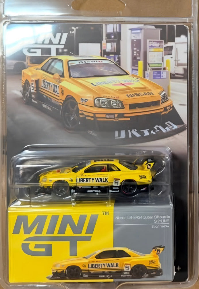 Mini GT 1:64 Nissan LB-ER34 Super Silhouette SKYLINE Sport Yellow