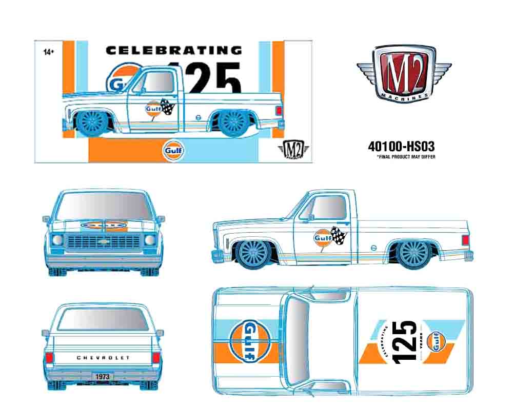 Preorder) M2 Machines 1:24 1973 Chevrolet Custom Deluxe 10 CELEBRATING 125 YEARS GULF – Hobby Exclusives
