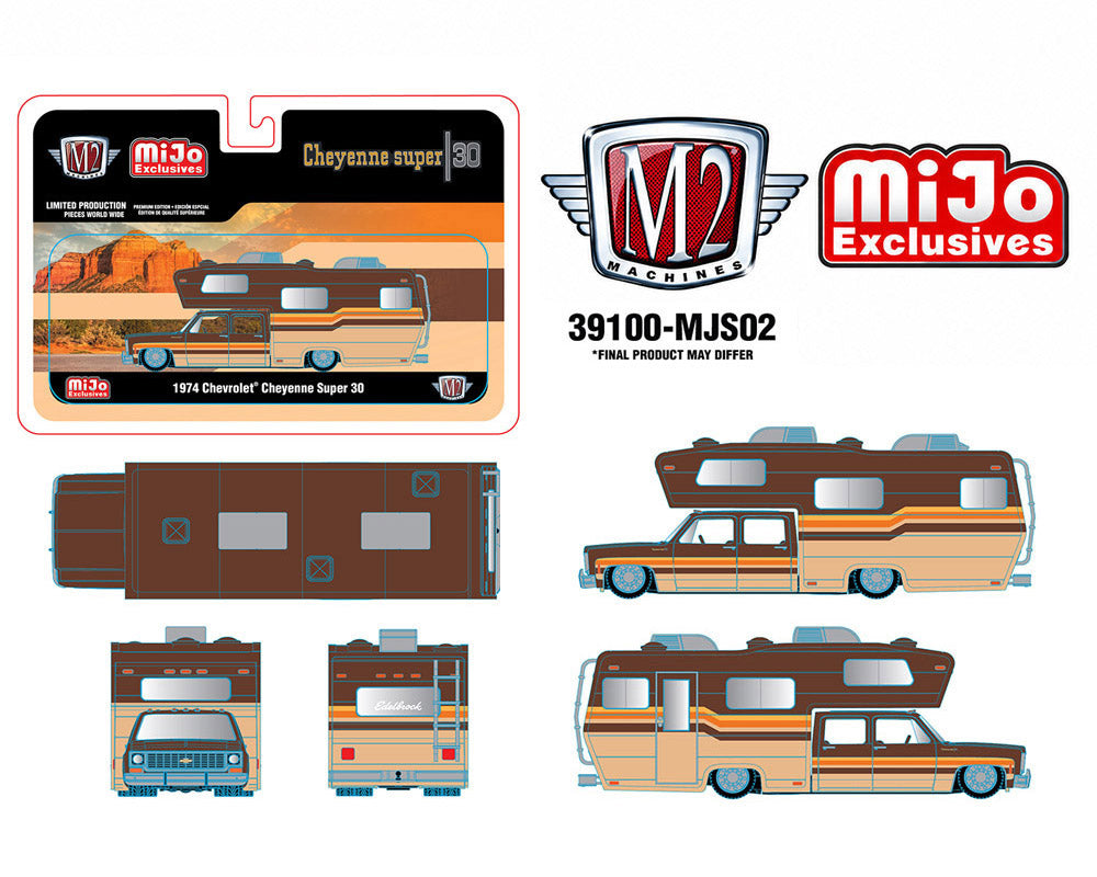 Preorder) M2 Machines 1:64 1974 Chevrolet Cheyenne Super 30 Custom Camper – Beige Brown – MiJo Exclusives