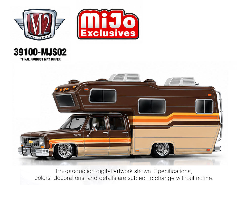 Preorder) M2 Machines 1:64 1974 Chevrolet Cheyenne Super 30 Custom Camper – Beige Brown – MiJo Exclusives