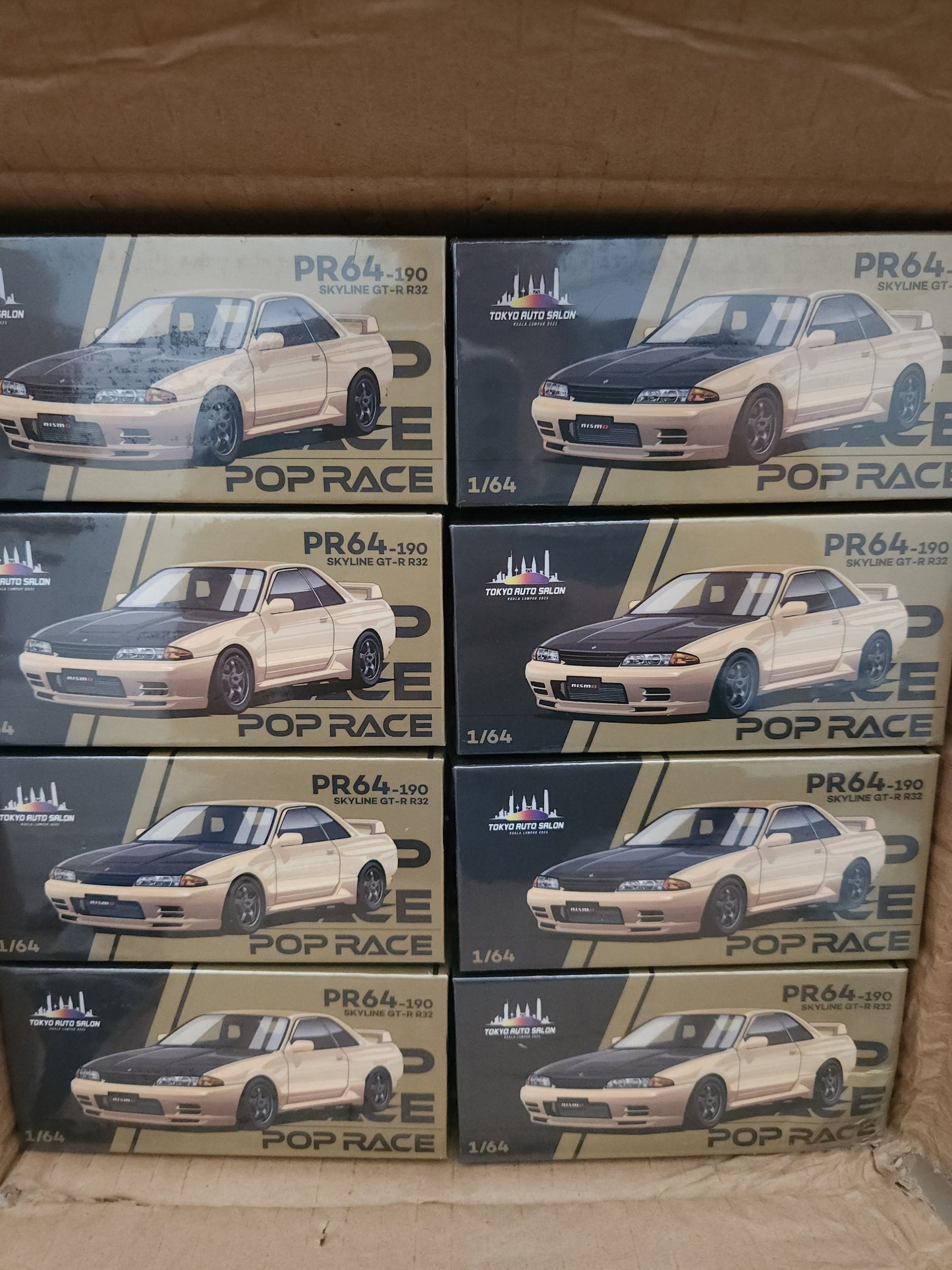 POP RACE 1/64 SKYLINE GT-R R32 Chrome Gold TASKL 2025 Event Model PR640190 Tokyo Auto Salon