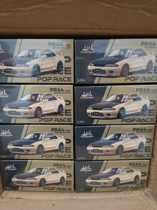 POP RACE 1/64 SKYLINE GT-R R32 Chrome Gold TASKL 2025 Event Model PR640190 Tokyo Auto Salon