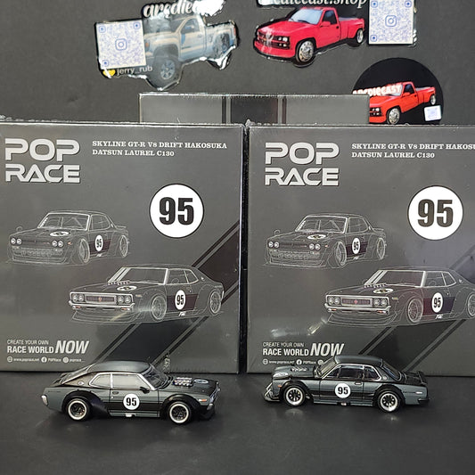POP RACE 1/64 DATSUN LAUREL C130 and SKYLINE GT-R V8 DRIFT (HAKOSUKA) Special Box Set HONG KONG TOYCAR SALON 2025