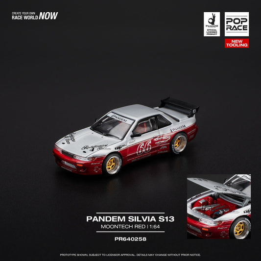 POPRACE 1/64 PANDEM SILVIA S13 - MOONTECH RED PR640258