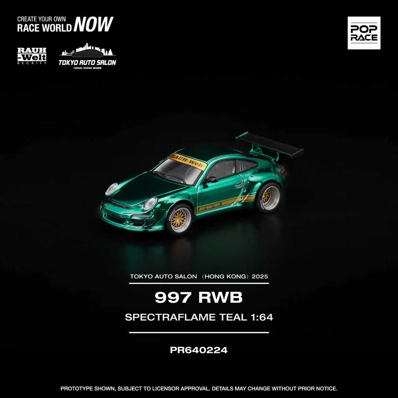 (PREORDER) POPRACE 1/64 997 RWB SPECTRAFLAME TEAL TASHK 2025 Exclusive Model ETA JANUARY 2026