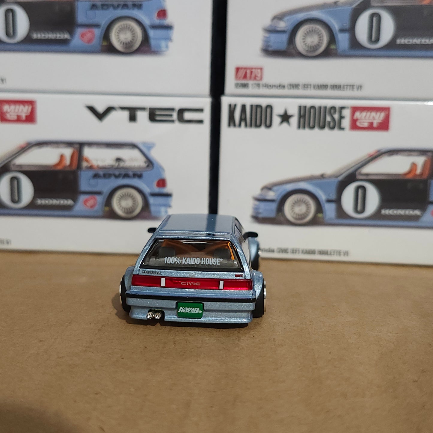 Kaido House x Mini GT 1:64 Honda Civic (EF) Kaido Roulette V1- Light Blue