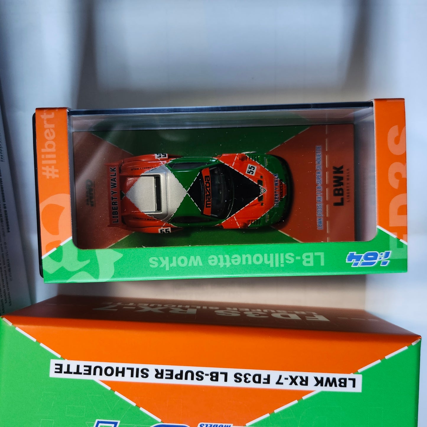 Inno64 1/64 LBWK RX7 (FD3S) LB Super Silhouette Orange/green