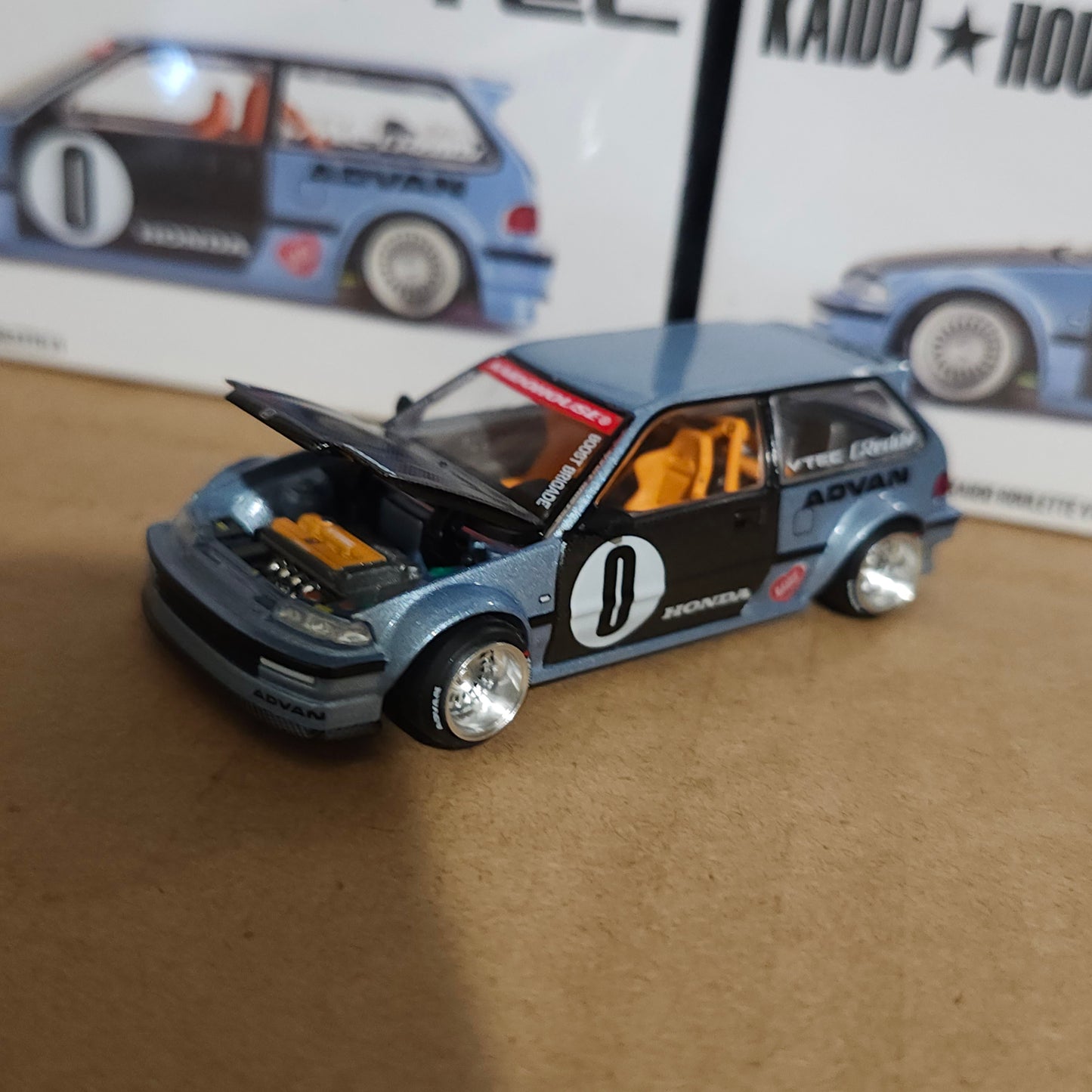 Kaido House x Mini GT 1:64 Honda Civic (EF) Kaido Roulette V1- Light Blue