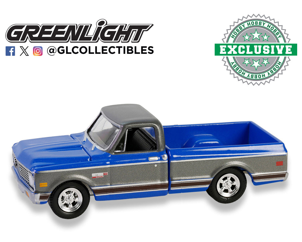 Greenlight 1:64 1972 Chevrolet Cheyenne C10 Short Bed Blue