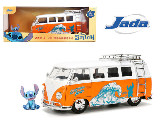 Jada 1:24 1961 Volkswagen Bus with Stitch Figure – Disney Stitch – Hollywood Rides