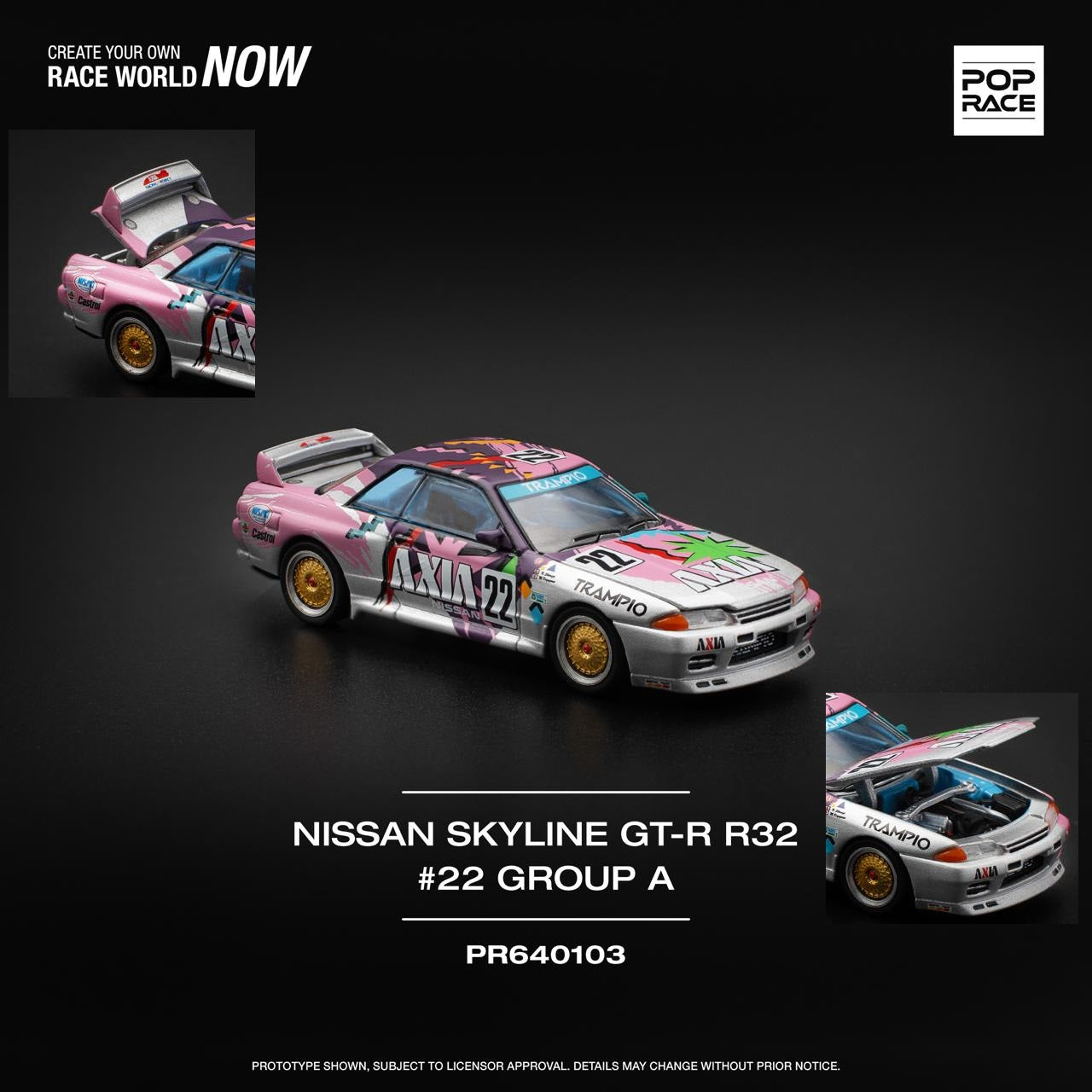 POP RACE 1/64 NISSAN SKYLINE GT-R R32 #22 AXIA GROUP A