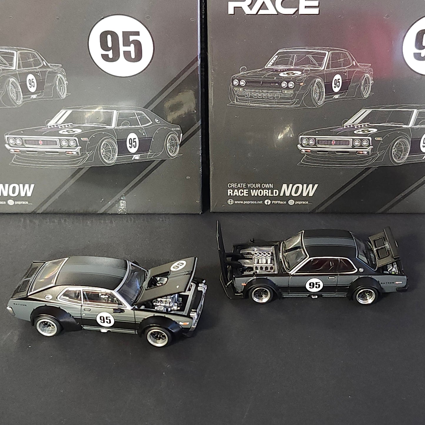 POP RACE 1/64 DATSUN LAUREL C130 and SKYLINE GT-R V8 DRIFT (HAKOSUKA) Special Box Set HONG KONG TOYCAR SALON 2025