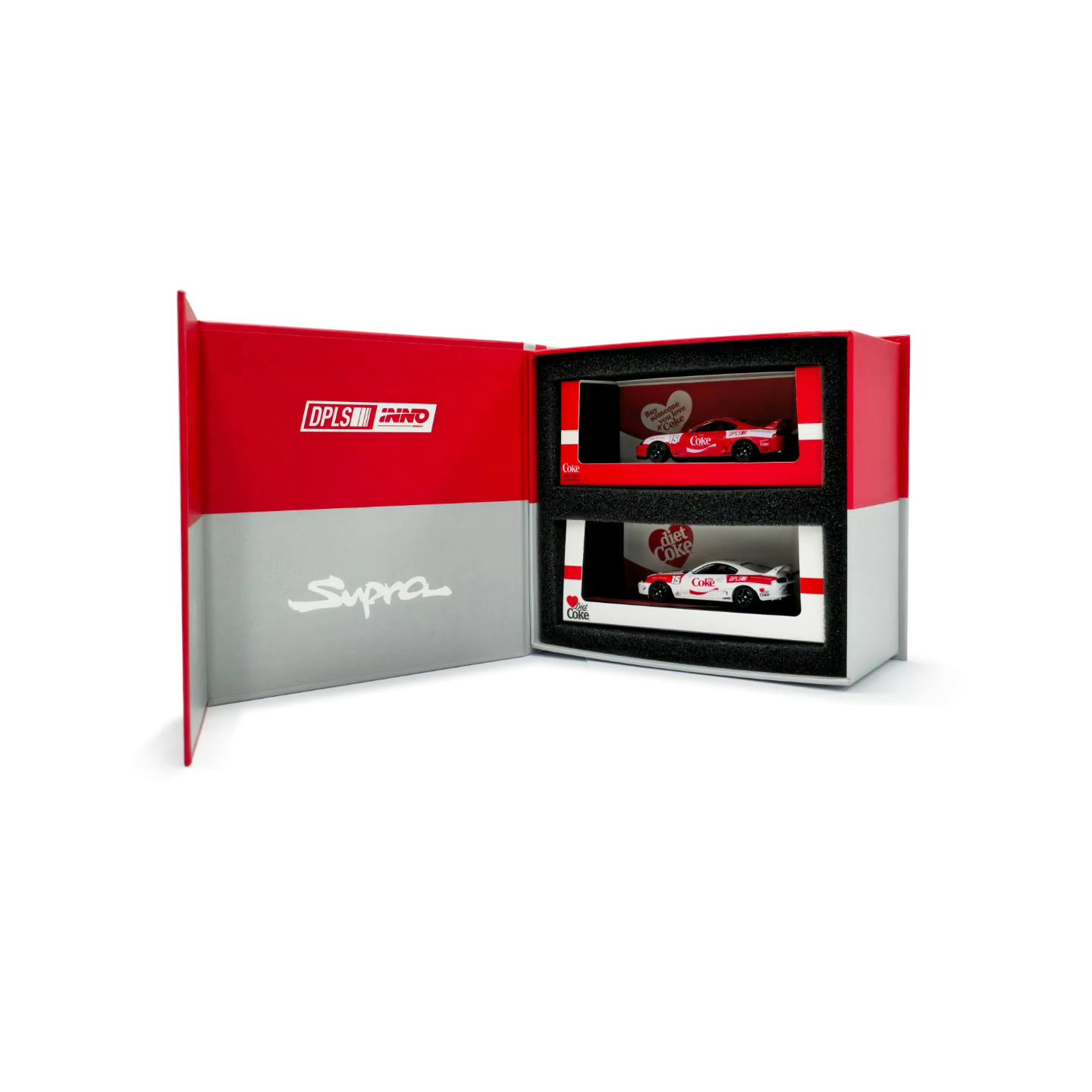 (PREORDER)DPLS x INNO 1/64 Coca Cola Toyota Supra (A80) Box Set Hong Kong Toy Car Salon 2025 Exclusive