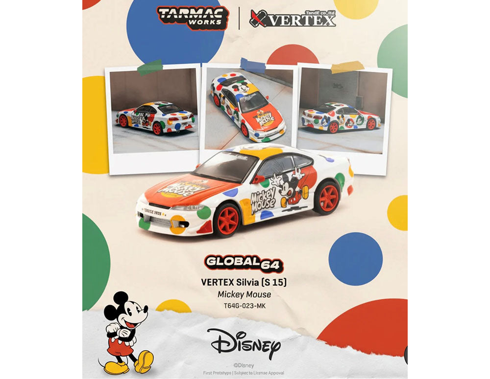 (Preorder) Tarmac Works 1:64 VERTEX Silvia (S15) Disney Mickey Mouse Limited Edition