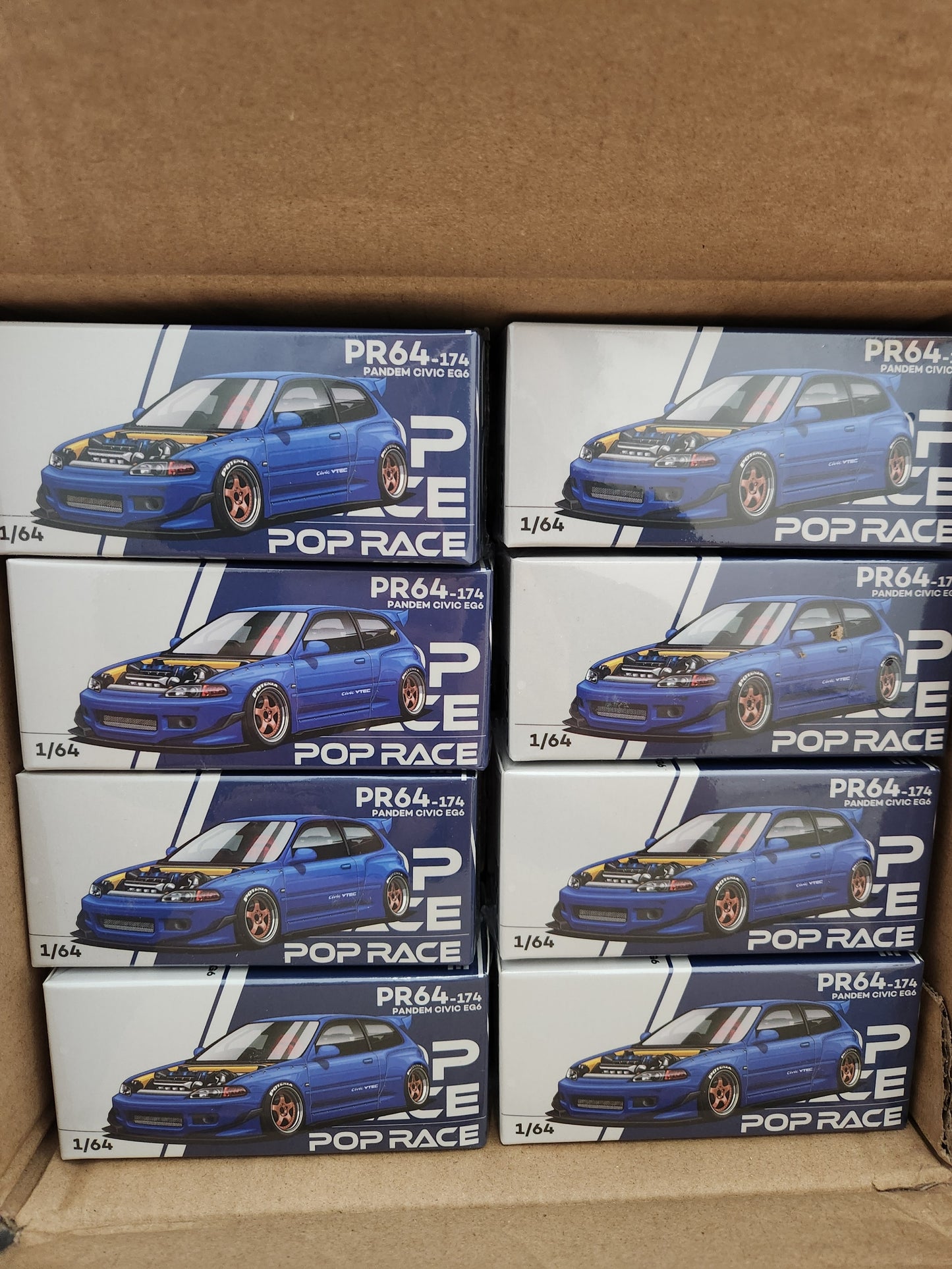 POP RACE 1/64 PANDEM CIVIC EG6 METALLIC BLUE WITH NO HOOD