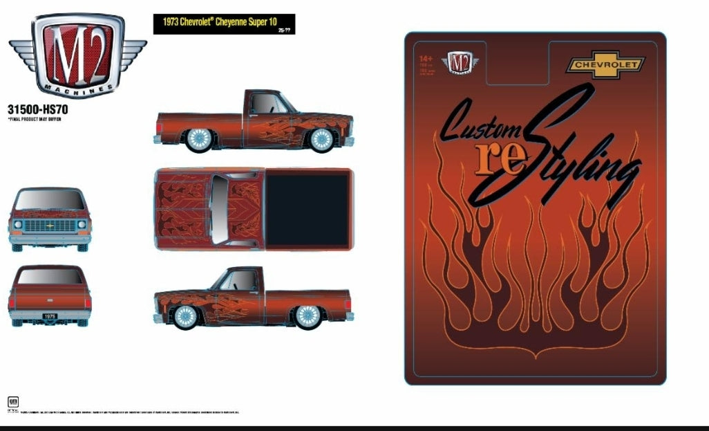 M2 Machines 31500-HS70 1973 Chevrolet Cheyenne Super 10 Custom ReStyling  PREORDER DEC