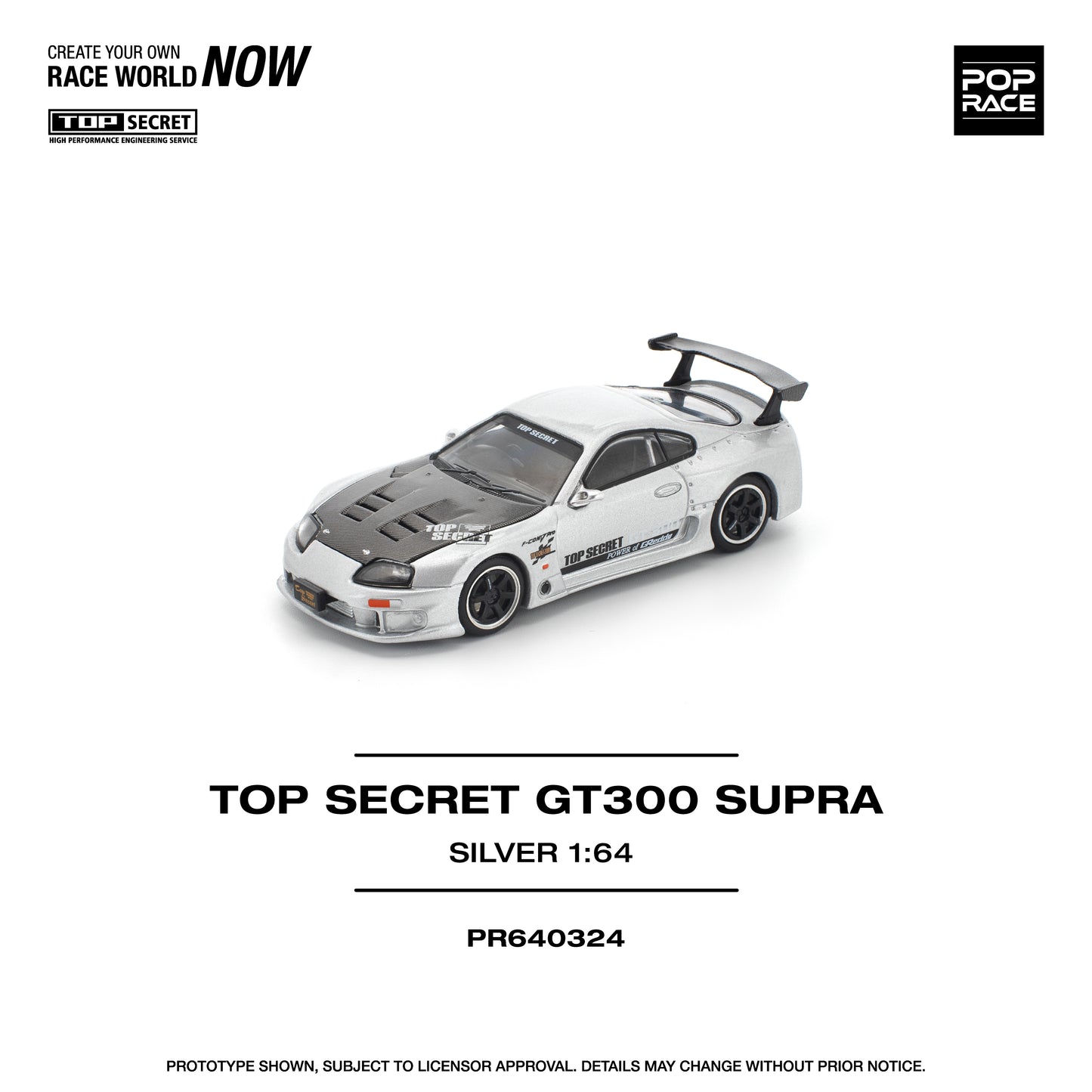 Pop Race GT300 Supra Silver 1/64 *PREORDER* NOV
