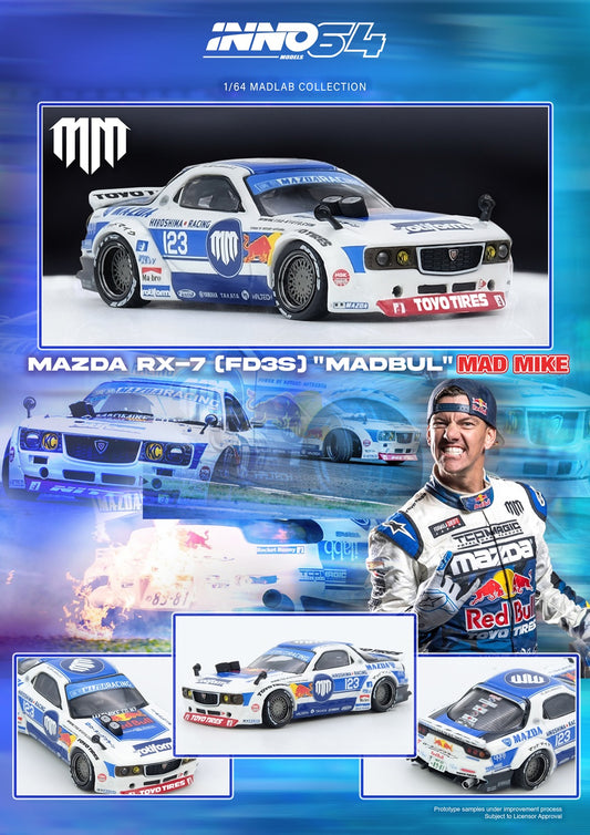 (Preorder) Inno64 Mazda RX7 (FD3S) Madbul Madlab Collection Pandem
