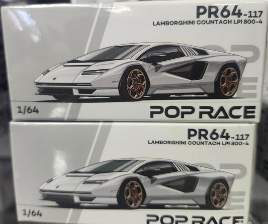 Pop Race 1/64 LAMBORGHINI COUNTACH LPI 800 White