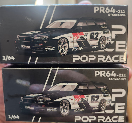 Pop Race GT-R STAGEA RHD #62 "SIMON'S GARAGE" BLACK 1/64