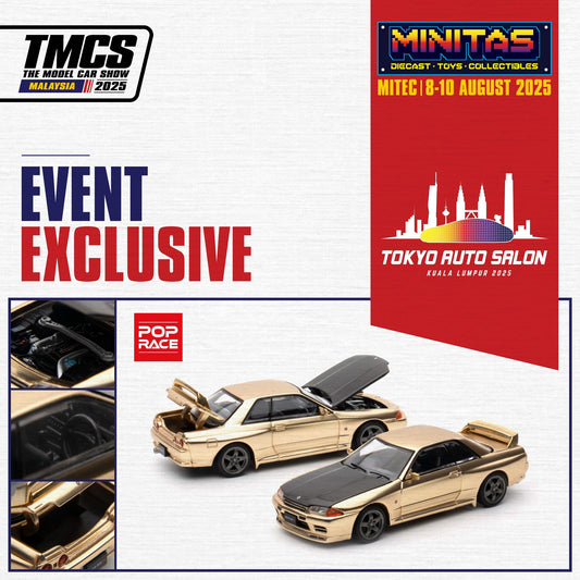 (Preorder)POPRACE 1/64 SKYLINE GT-R R32 Chrome Gold TASKL 2025 Event Model