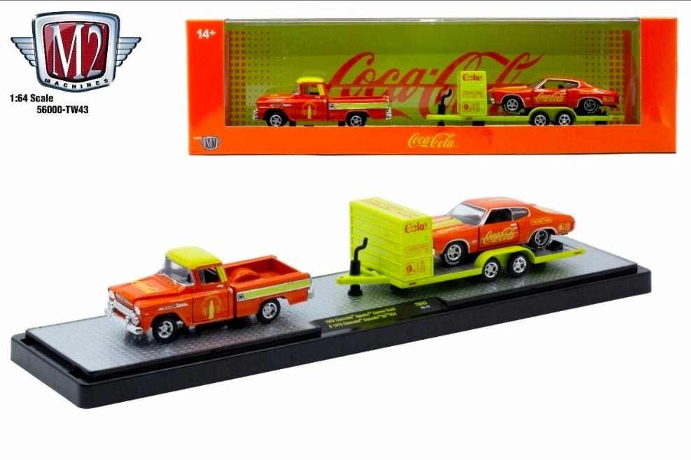 (Preorder) M2 Machines 1958 Chevrolet Apache Cameo Truck & 1970 Chevrolet Chevelle SS 454 – Coca-Cola