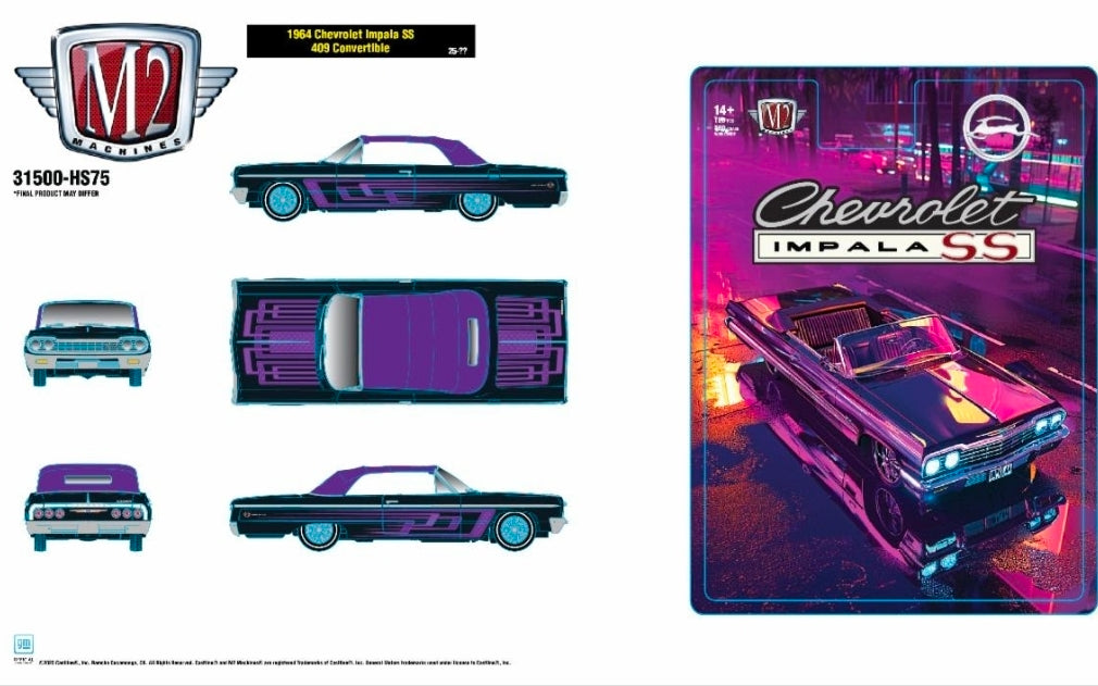 (Preorder) M2 Machines 1964 Chevrolet Impala SS 409 Convertible (31500-HS75)