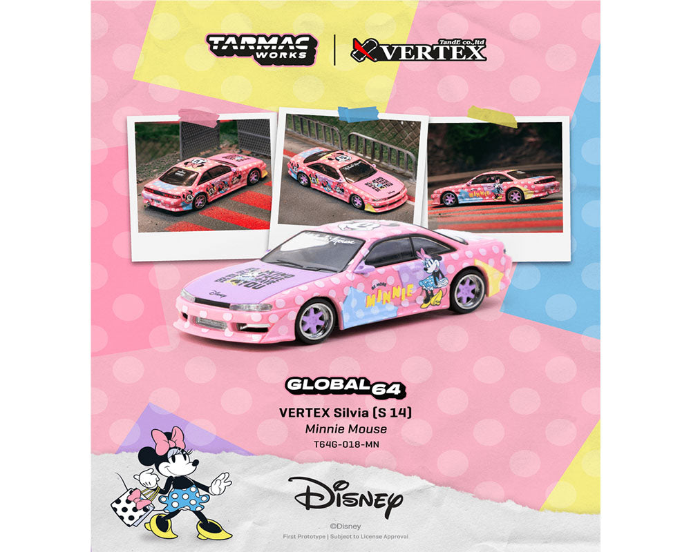 (Preorder) Tarmac Works 1:64 VERTEX Silvia (S14) Disney Minnie Mouse Limited Edition